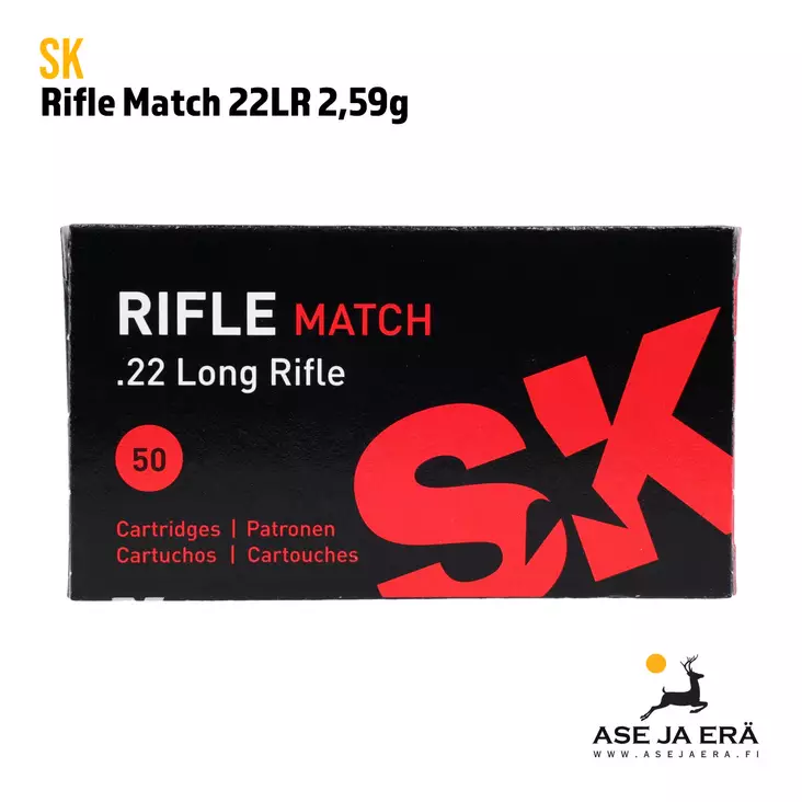 SK Rifle Match 22LR 2,59g 327m/s Pienoiskivääripatruuna - 22 Subsonic patruunat - 4023045421087 - 5