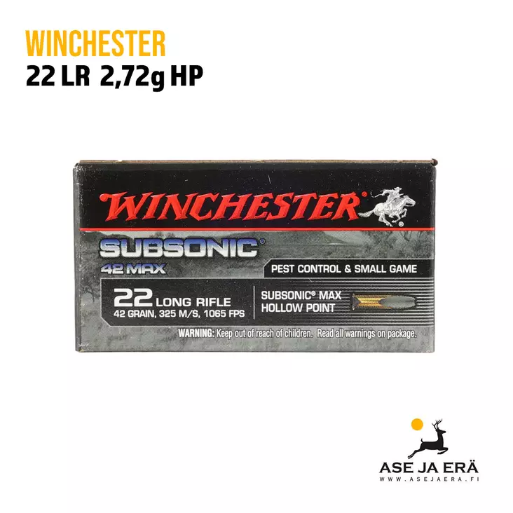 Winchester Subsonic 22LR 2,72g HP Pienoiskivääripatruuna - 22 LR patruunat - 020892103337 - 1