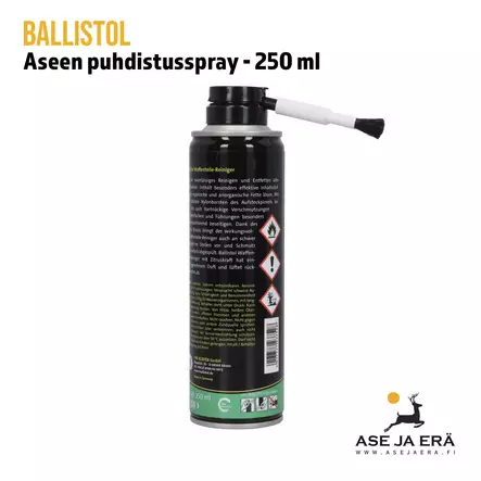 Ballistol aseenosien puhdistaja spray 250 ml - Puhdistustulpat ja asesillat - 4017777237528 - 2