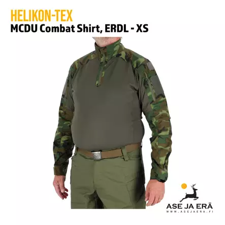 Helikon-Tex MCDU Combat Shirt, ERDL - XS, yleiskuva mallin päällä - Kauluspaidat - 5902688986438 - 1