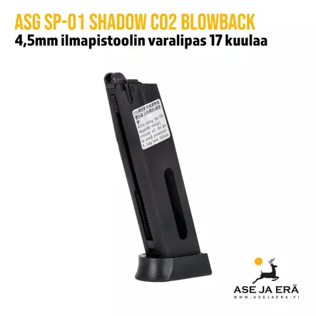 ASG SP-01 Shadow CO2 Blowback 4,5mm ilmapistoolin varalipas 17 kuulaa - yleiskuva lippaasta - ASG Lippaat - 5707843071628 - 2