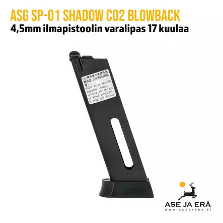 ASG SP-01 Shadow CO2 Blowback 4,5mm ilmapistoolin varalipas 17 kuulaa - vasen sivu - ASG Lippaat - 5707843071628 - 3