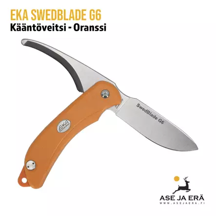 EKA SwedBlade G6 taittopuukko kydex tuppi, oranssi - puoliksi taitettuna, molemmat terät näkyvissä - Taittoveitset - 7391537735088 - 10