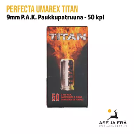 Perfecta Umarex Blank Cartridges Titan 9mm P.A.K. 50 kpl - Yleiskuva - Starttiaseen patruunat - 4000844611178 - 6