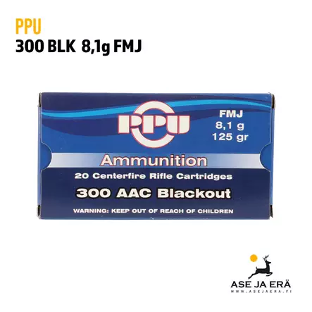 PPU 300 BLK AAC FMJ 8,1g kiväärinpatruuna - Muut kaliiperit - 8605003808008 - 1