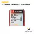 22 Cal (.224) Hornady 55gr FMJ-BT kiväärinluoti - .22 luodit - 090255222678 - 3