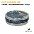 6,35mm H&N Slug II HP 2,33g ilmakiväärinluoti 120 kpl - rasia sivusta - 6,35 mm luodit - 4047058022918 - 4