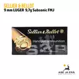 9 mm Sellier & Bellot 9,7 g Subsonic FMJ pistoolipatruuna - 9mm pistoolin patruunat - 8590690311668 - 1