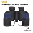 Tarkka 7x50 Compass Merikiikari kompassilla - Kiikari pystyssä alapuoli näkyvissä - Muut katselukiikarit - 6410362383408 - 7