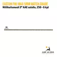 Easton FMJ MAX 5mm Match Grade Hiilikuitunuoli 3" AAE sulalla, spine 250, 6 kpl - nuolen kärkiosa, insertti ja suojakaulus - Hiilikuitunuolet - 723560012008 - 5