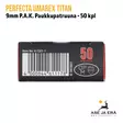 Perfecta Umarex Blank Cartridges Titan 9mm P.A.K. 50 kpl - Myyntipakkaus EAn näkyvissä - Starttiaseen patruunat - 4000844611178 - 12