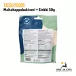 Tassu Foods Maitohappobakteeri + Sinkki 50 g - pakkauksen takapuoli, EAN näkyvissä - Koiran hoito ja terveys - 6429810935038 - 4