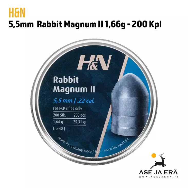 5,5mm H&N Rabbit Magnum II 1,66g 200 kpl - Yleiskuva - 5,5 mm luodit - 4047058011578 - 3