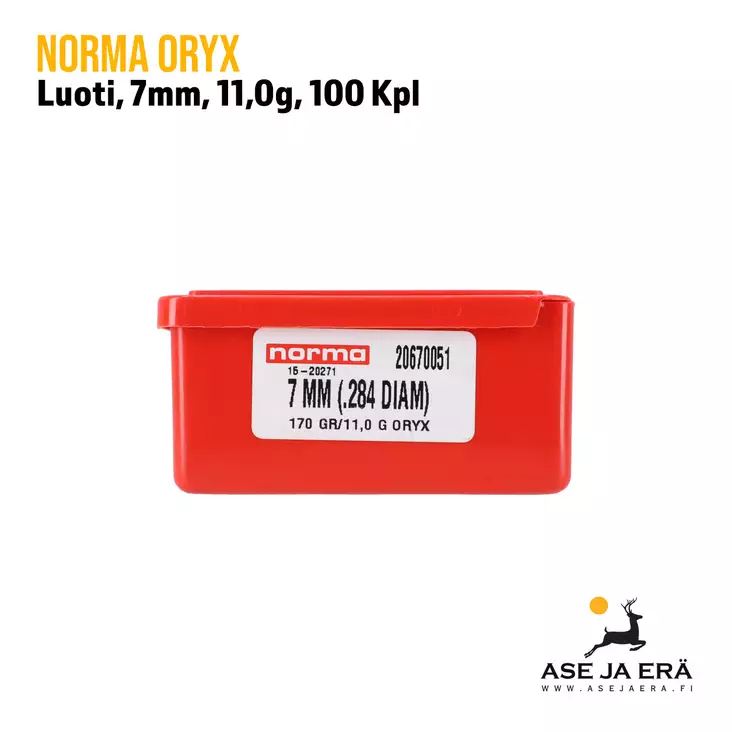 7 mm Norma Oryx 170 gr 11 g 100 kpl - 7mm luodit - 7393923670058 - 3