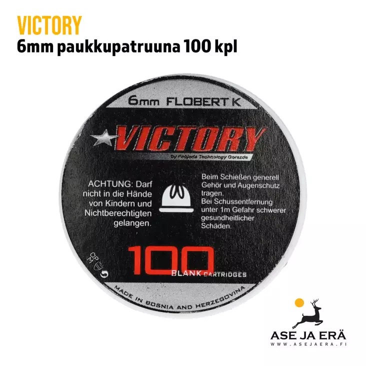 Victory 6mm paukkupatruuna 100 kpl - yleiskuva rasiasta - Starttiaseen patruunat - 3877000251148 - 1