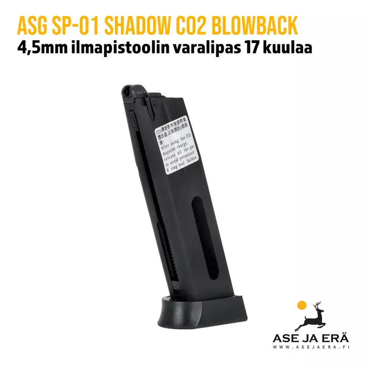 ASG SP-01 Shadow CO2 Blowback 4,5mm ilmapistoolin varalipas 17 kuulaa - yleiskuva lippaasta - ASG Lippaat - 5707843071628 - 2