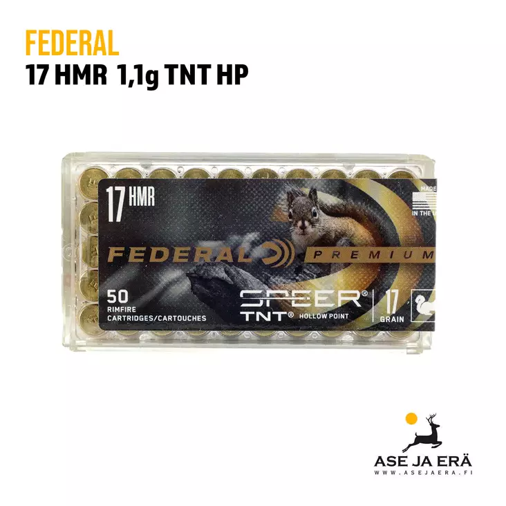 Federal Premium 17HMR TNT HP 1,1g pienoiskiväärinpatruuna - 17HMR patruunat - 029465057268 - 1