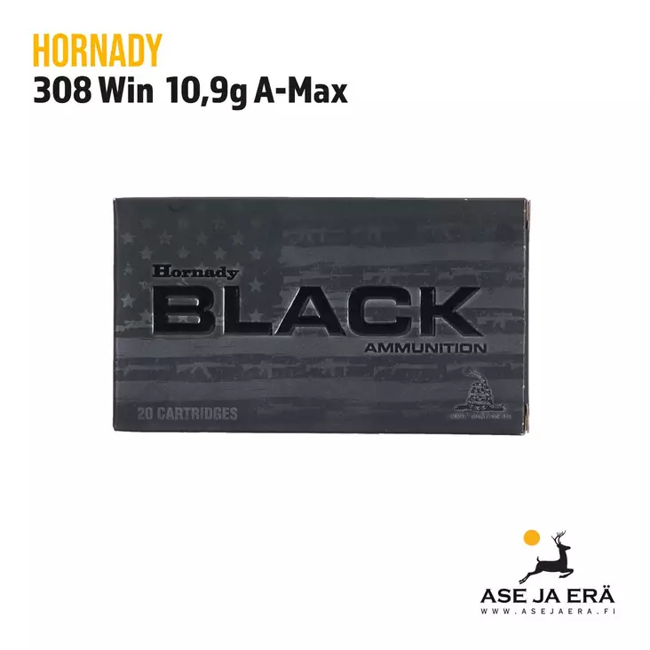 Hornady Black 308 Win 10,9g A-MAX kiväärinpatruuna - 308 kaliiperi - 090255809718 - 1