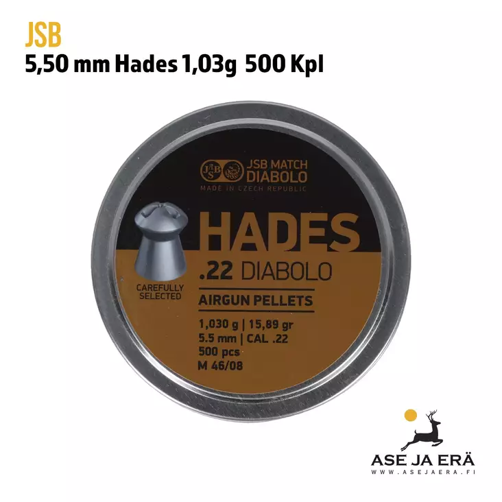 JSB Hades 5,50 ilma-aseluoti 1,03 g 500 kpl rasia - 5,5 mm luodit - 8594180450998 - 2