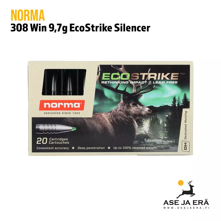 Norma EcoStrike Silencer 308 9,7g Kiväärin metsästyspatruuna - 308 kaliiperi - 7393923326948 - 1