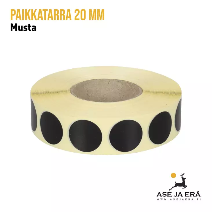 Paikkatarra 20mm musta 2000 kpl - Paikkatarrat ja -annostelijat - ET302018 - 1