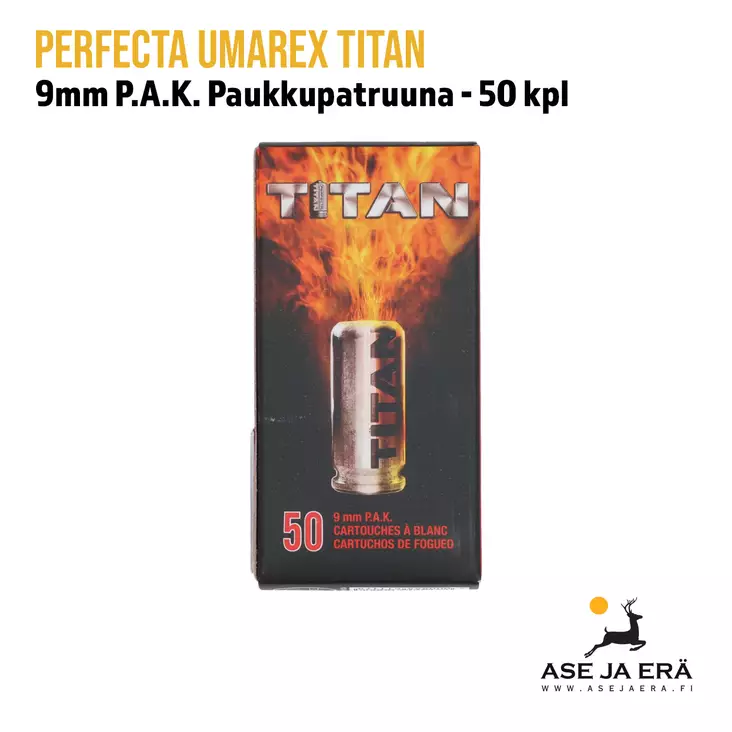 Perfecta Umarex Blank Cartridges Titan 9mm P.A.K. 50 kpl - Yleiskuva - Starttiaseen patruunat - 4000844611178 - 6
