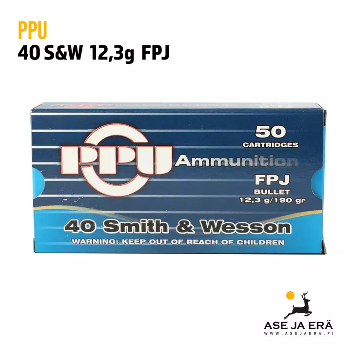 PPU 40 S&W FPJ 12,3g Pistoolipatruuna - Muut pistoolinpatruunat - 8605003800118 - 1