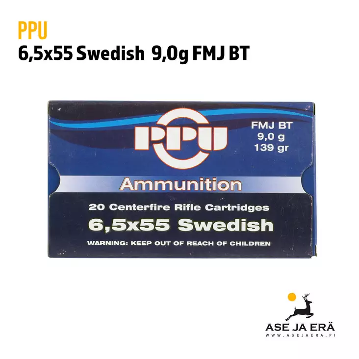 PPU 6,5x55 FMJ BT 9,0g - 6,5x55 kaliiperi - 8605003800958 - 1