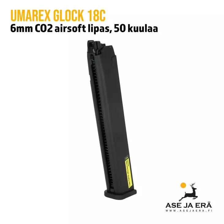 Umarex Glock 18C 6mm CO2 airsoft lipas, 50 kuulaa, yleiskuva - Lippaat ja lippaanlataajat - 4000844647788 - 1