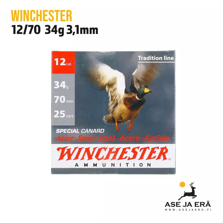 Winchester Special Canard Steel 12/70 34g 3,1mm haulikon patruuna - Lyijyttömät patruunat - 634957816928 - 1