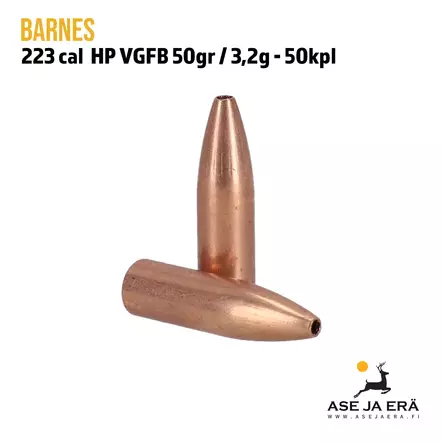 Barnes Varmint Grenade 223 cal 50gr 3,2g - Luoti pystyssä ja toisen kärki näkyvissä - .22 luodit - 716876224869 - 2