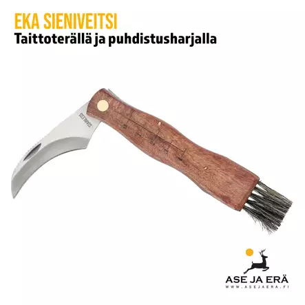 EKA Sieniveitsi taittoterällä ja puhdistusharjalla terä osittain taitettuna
 - Muut veitset - 7391537610149 - 2