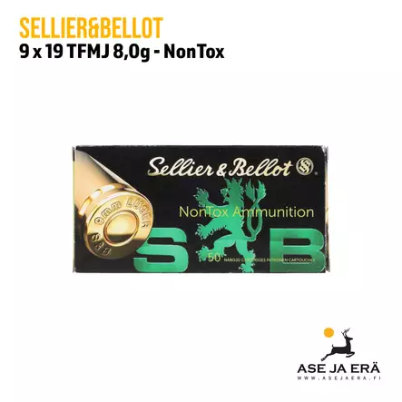 Sellier & Bellot 9 mm Luger TFMJ 8,0g NonTox pistoolinpatruuna - 9mm pistoolin patruunat - 8590690311569 - 5