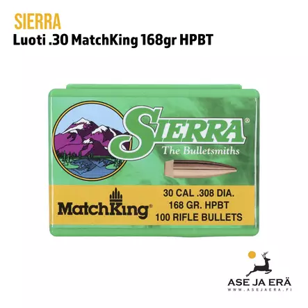 Sierra MatchKing .30/7.62mm (.308) 168gr HPBT 100 kpl - .30 luodit - 092763022009 - 3