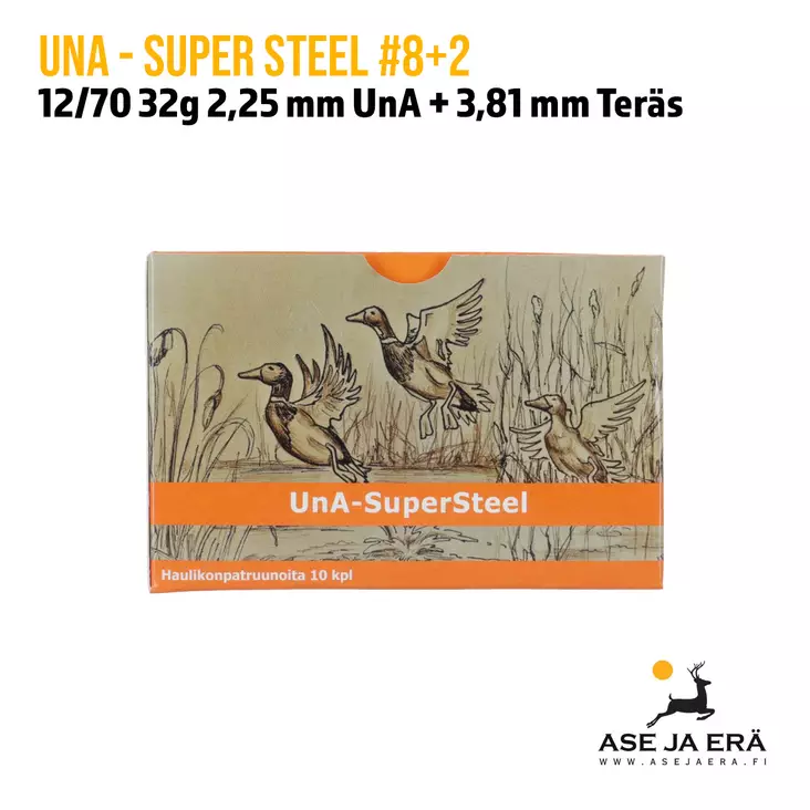 12/70 UNA SUPERSTEEL 32g Haulikonpatruuna - Lyijyttömät patruunat - 6430068624339 - 1