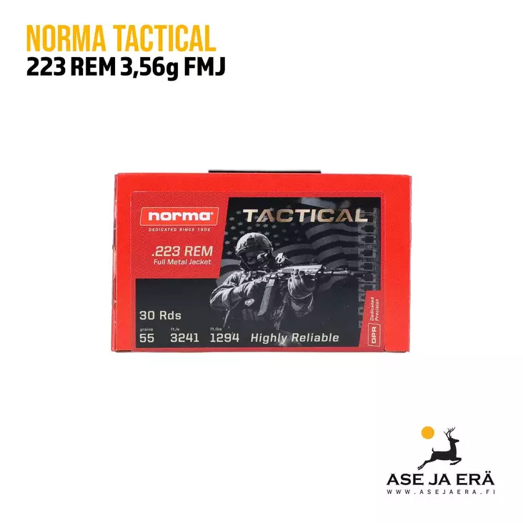 223 Rem Norma Tactical FMJ 3,56 g kivääripatruuna - 223 kaliiperi - 4000294220289 - 1