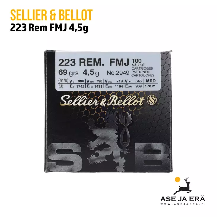 223 Sellier&Bellot Bulk FMJ 4,5g Kivääripatruuna - 223 kaliiperi - 8590690342969 - 4