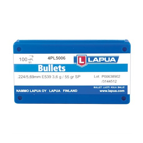 224 Lapua E539 3,6g SP 100 kpl - .22 luodit - 6418267300889 - 3