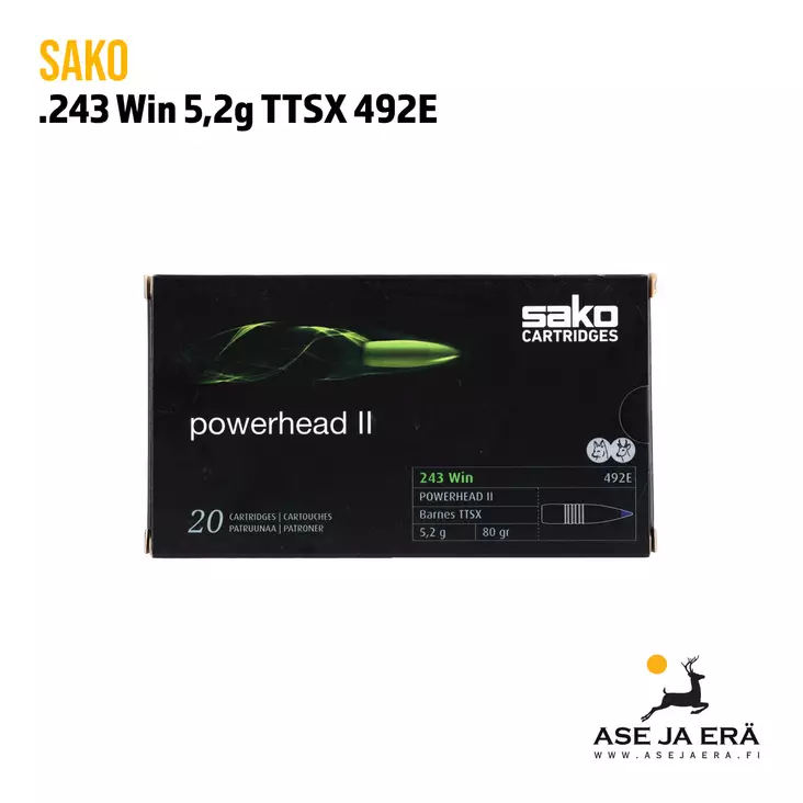 243Win Sako Powerhead II Barnes TTSX 5,2g (492E) 20kpl - Muut kaliiperit - 6438053995839 - 2