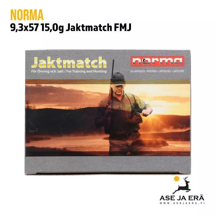 9,3x57 Norma Jaktmatch 15,0g FMJ kiväärinpatruuna 50 kpl - Muut kaliiperit - 7393923193069 - 4