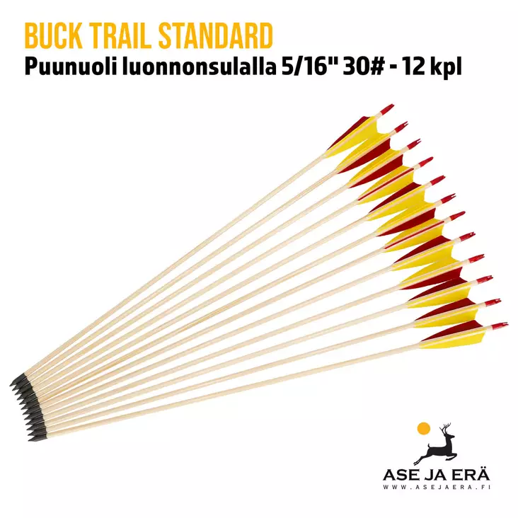 Buck Trail Standard puunuoli 5/16" 30# - 12 kpl - yleiskuva kaksitoista nuolta - Puunuolet - 6426021719709 - 1