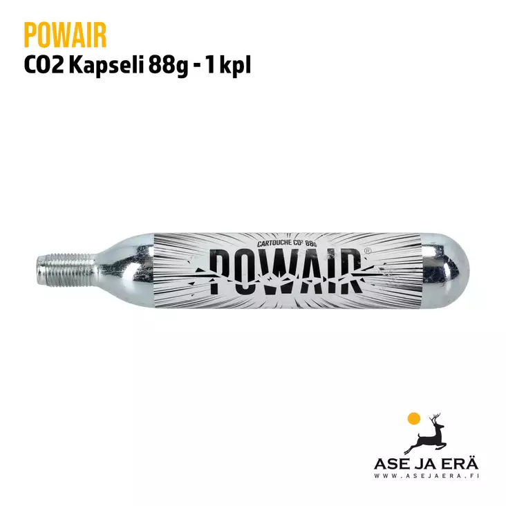 Powair CO2 Kapseli 88g - yleiskuva kapselista - Co2 kaasupatruunat - 8879421416699 - 1