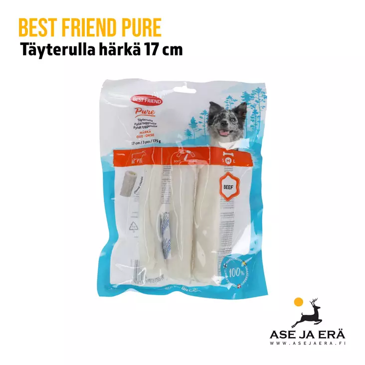 Best Friend täyterulla härkä 17 cm 3 kpl 175 g - Koiran herkut ja puruluut - 5700551171789 - 1