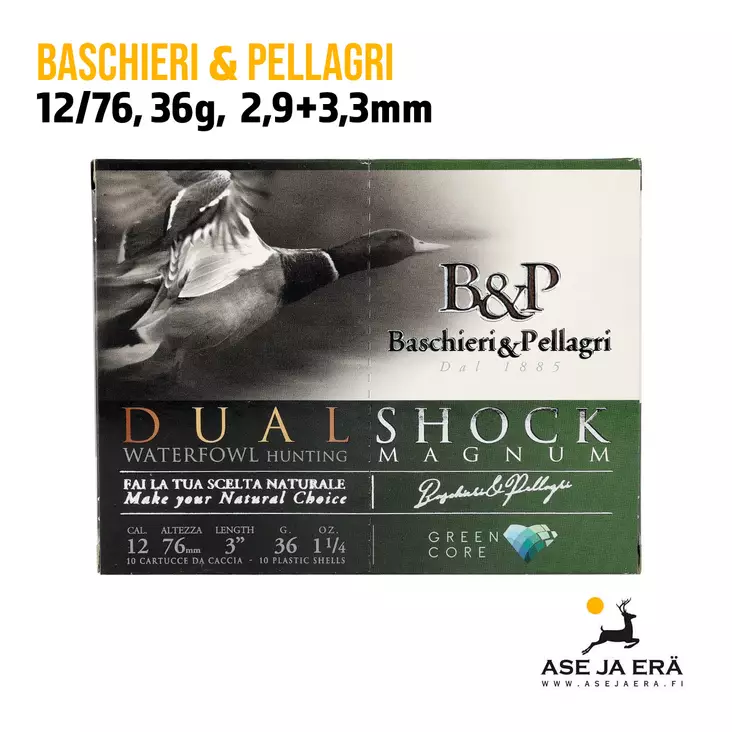 B&P Dual Shock Magnum 12/76 36g Haulikonpatruuna - Lyijyttömät patruunat - 8057502100839 - 1