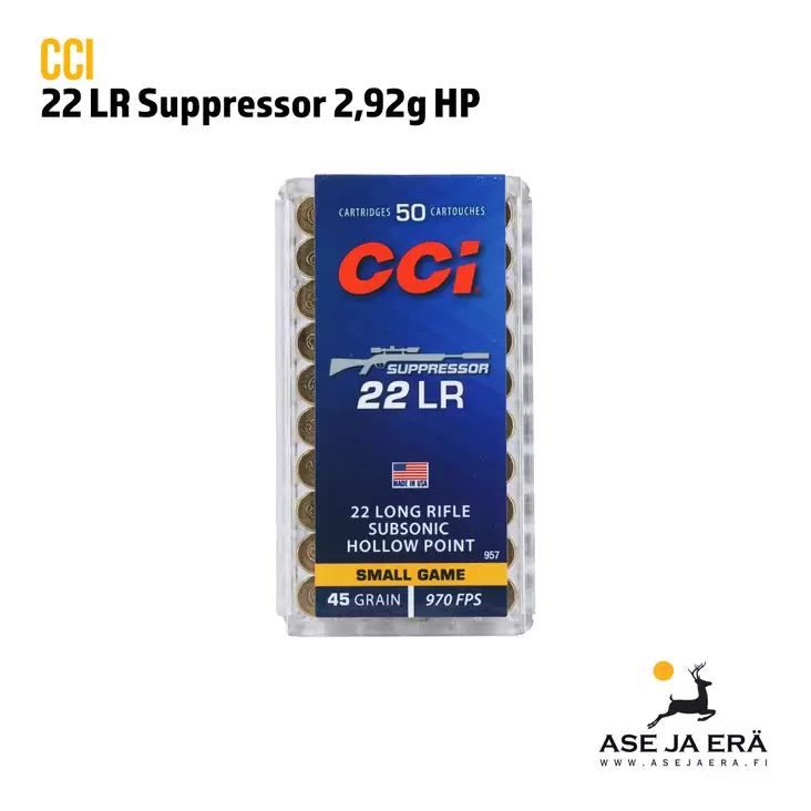 CCI Suppressor 22LR 2,92g HP Pienoiskivääripatruuna - 22 LR patruunat - 076683009579 - 3