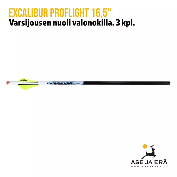 Excalibur Proflight 16,5" varsijousen nuoli valonokilla 3 kpl - Hiilikuitunuolet - 626192221629 - 1
