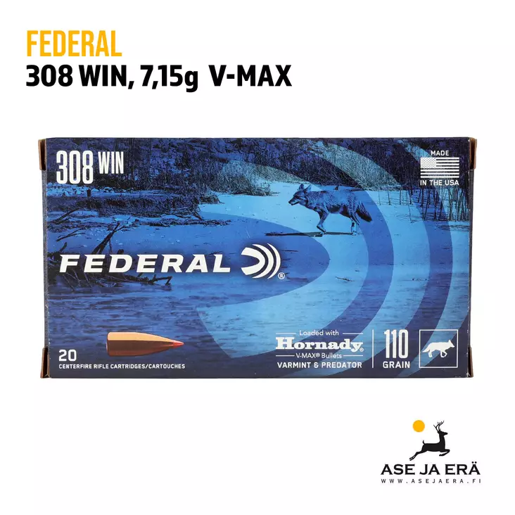 Federal .308 Win V-Max 7,15g 20kpl - 308 kaliiperi - 604544647549 - 1