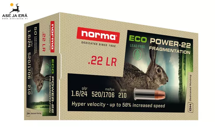 Norma Eco Power-22 1,6g 520 m/s - 22 LR patruunat - 2414039 - 1