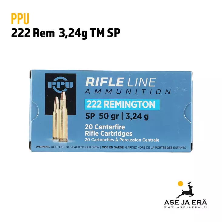 PPU 222 Rem Soft Point 3,24g kiväärinpatruuna 20 kpl - 222 kaliiperi - 8605003812289 - 1