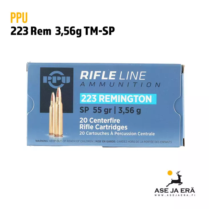 PPU 223 Rem Soft Point 3,56g Kivääripatruuna - 223 kaliiperi - 8605003812319 - 1